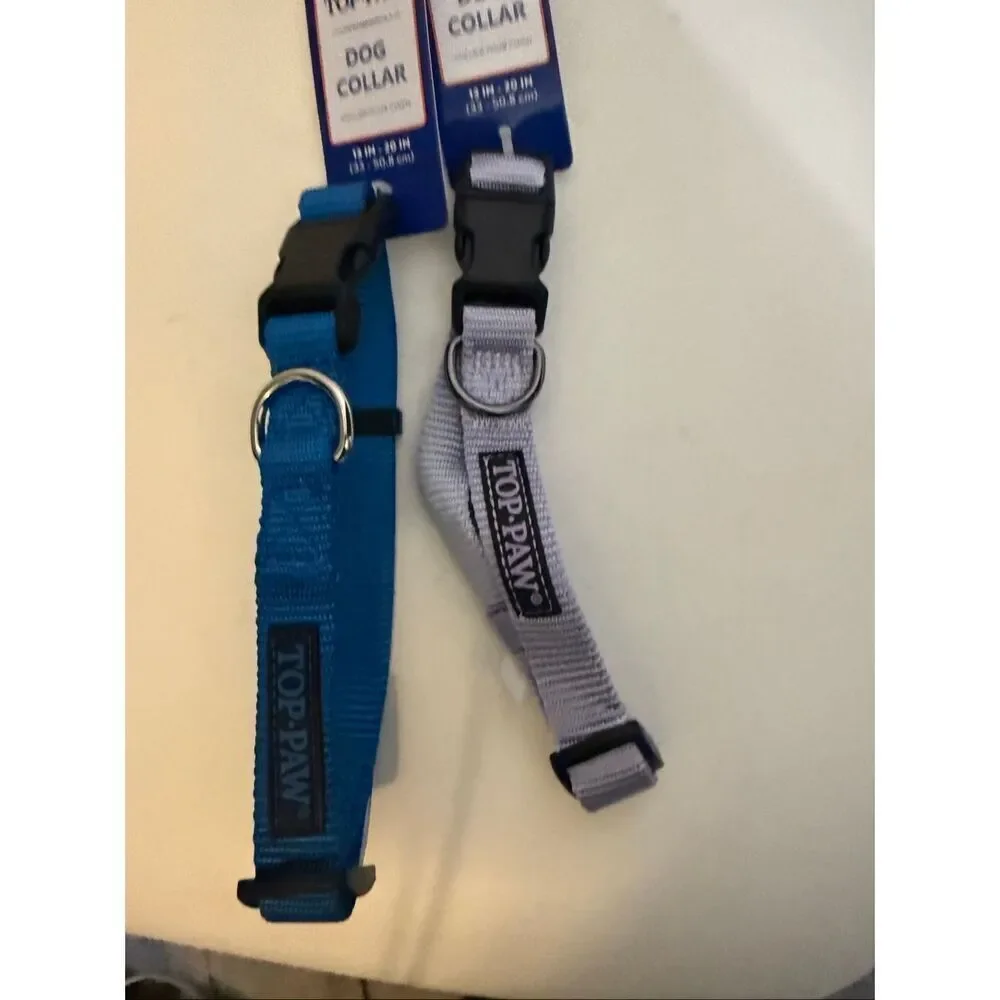 Lot Of 2 Top Paw Signature Pet Dog Adjustable Collar Blue & Purple Medium NWT